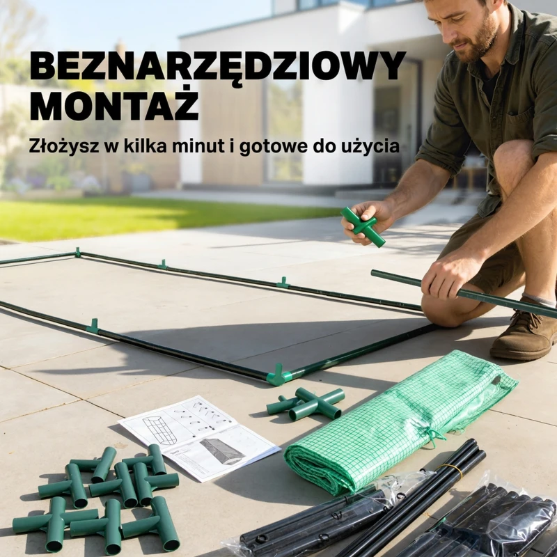 Outsunny Mini-Szklarnia, odporna na warunki atmosferyczne, z oknami zwijanymi, 240 cm x 90 cm x 90 cm, Zielona