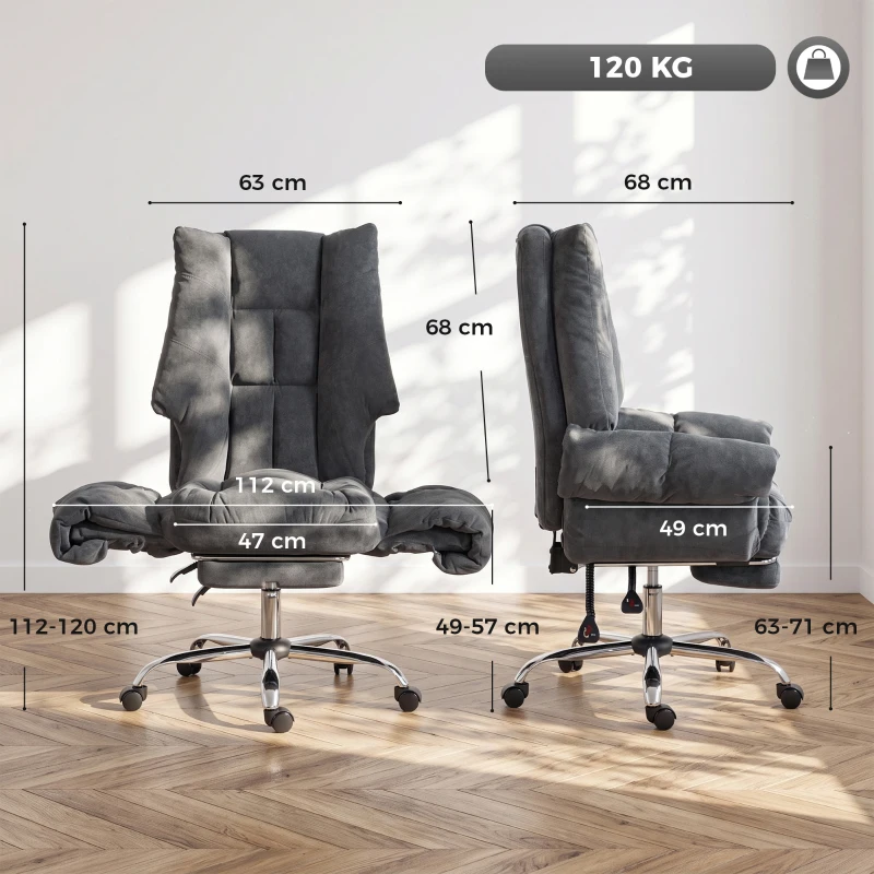 HOMCOM Ergonomische bureaustoel met voetensteun, donkergrijs