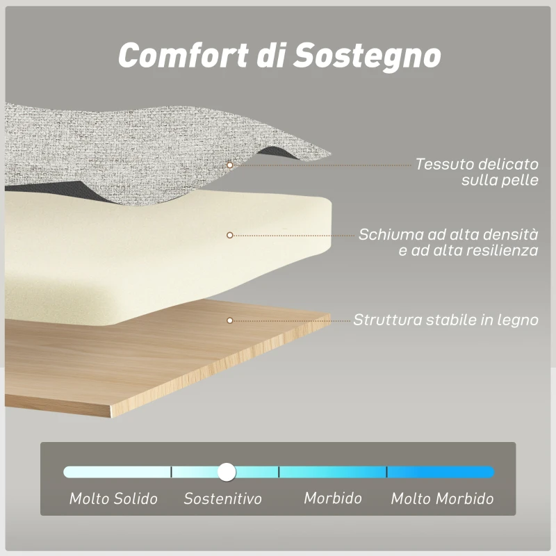 HOMCOM Divano 2 Posti Convertibile in Divano Letto Clic Clac con 2 Cuscini in Tessuto, Marrone Chiaro