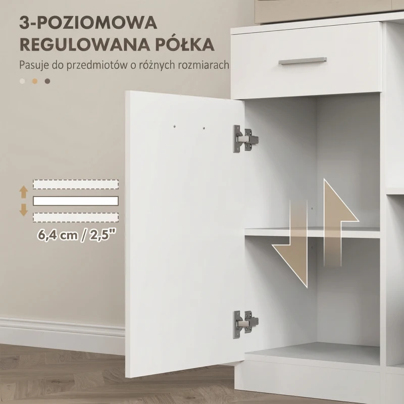 Szafka kuchenna, wysoka, z regulowanymi półkami, szuflada