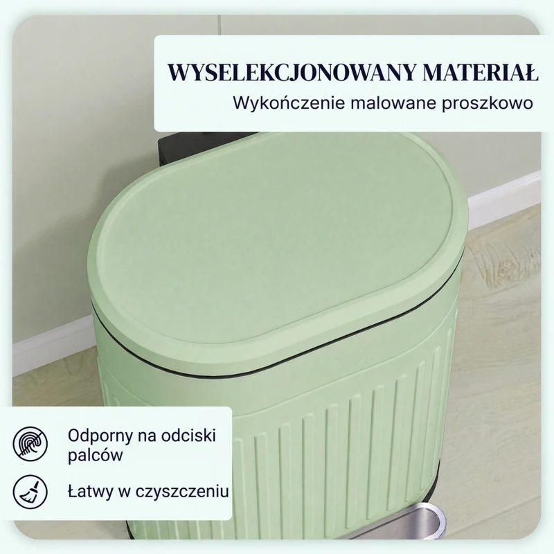 HOMCOM Kosz na Śmieci 30L Pedałowy z Pokrywą, Wyjmowanym Wewnętrznym Pojemnikiem i Systemem Soft-Close, 36,5 x 31,2 x 60,8 cm, Zielony