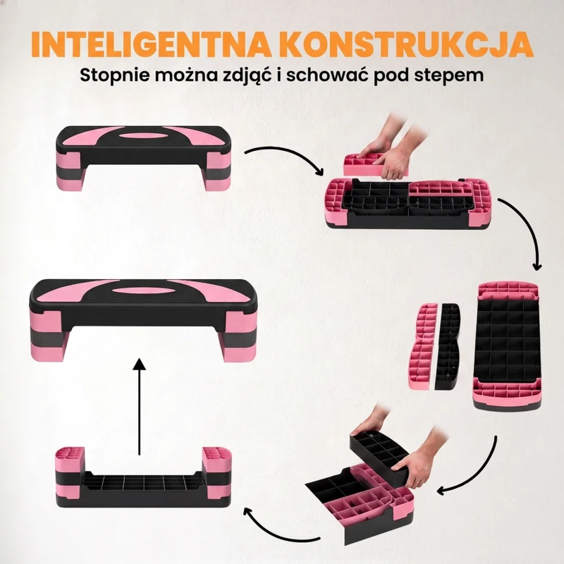 HOMCOM Stepper Aerobiczny Regulowany na 3 Poziomy (10/15/20 cm) Fitness Heimtrainer do Wewnątrz Na Zewnątrz Udźwig do 150 kg 80 x 31 x 10-20 cm