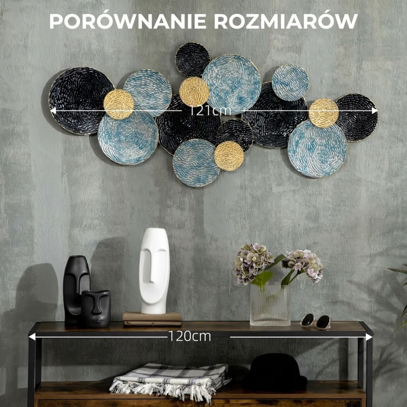HOMCOM 3D Obraz ścienny Ozdoba ściany Zawieszka Z metalu Sztuka do salonu Sypialni Nowoczesne