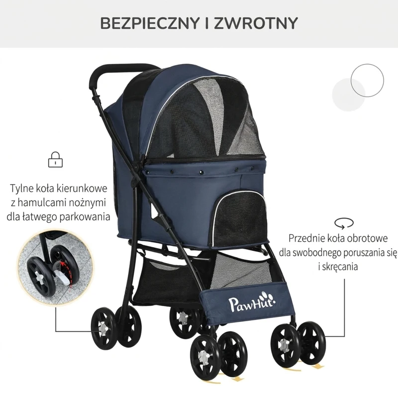 Wózek dla psa PawHut, składany, z poduszką, dla kotów