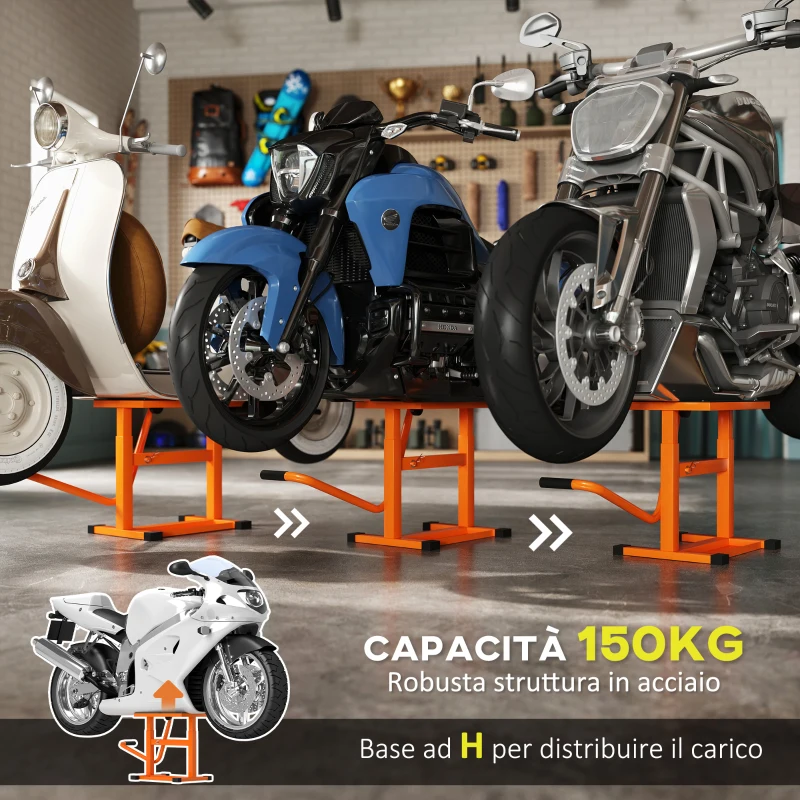 DURHAND Cavalletto Alzamoto max 150 kg in Metallo con Superficie in Gomma e Manovella, 48x34x43 cm, Arancione
