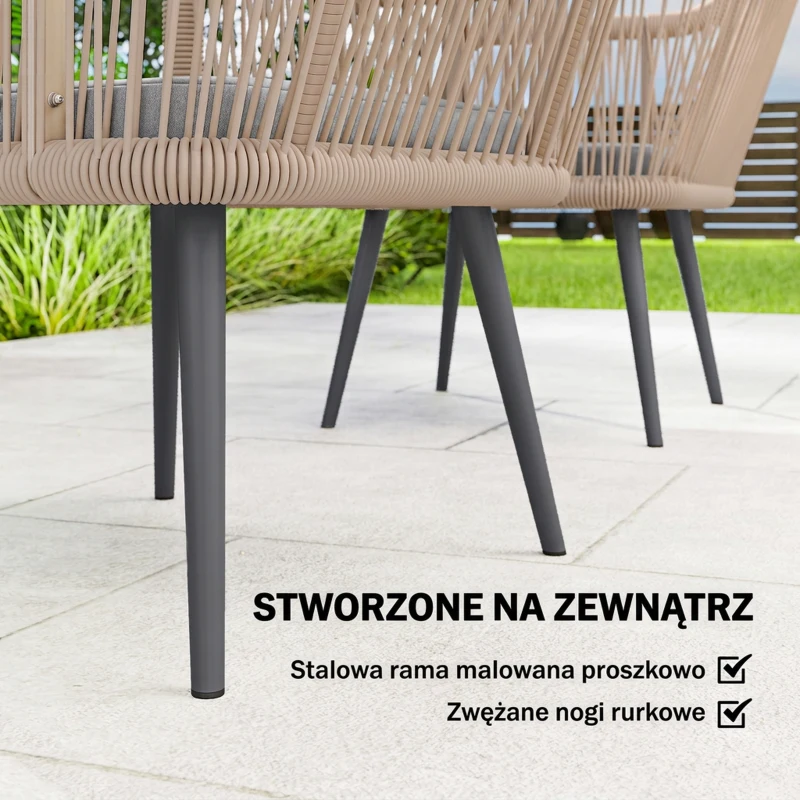 Outsunny Zestaw 2 krzeseł ogrodowych, odporne na warunki atmosferyczne, z podłokietnikami, poduszkami, ramą metalową, do 120 kg, jasnoszary