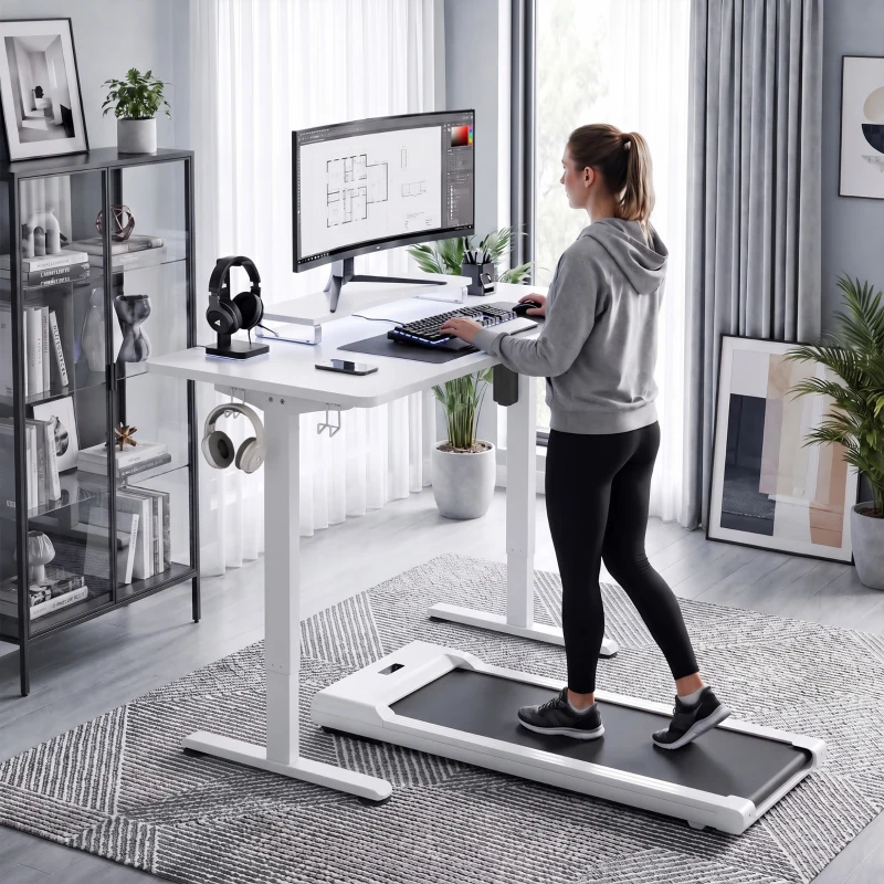 HOMCOM Schreibtischgestell ergonomisch höhenverstellbar Tischgestell elektrisch Stahl Weiß