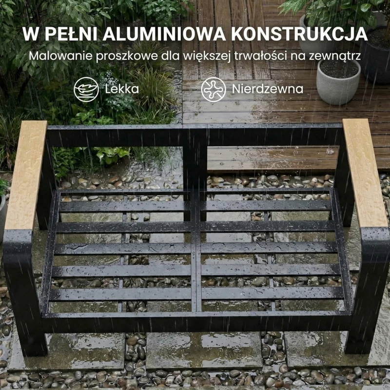 Outsunny Zestaw mebli ogrodowych aluminiowych dla 4 osób, wodoodporny, głębokie siedziska z sofą, fotelami i stolikiem