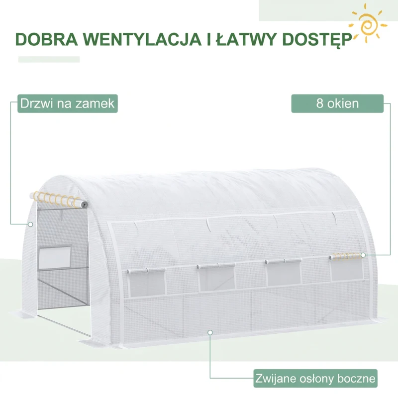 Outsunny Folienowe szklarniowe 3,97 x 3 x 2m, UV-ochrona, do ogrodu