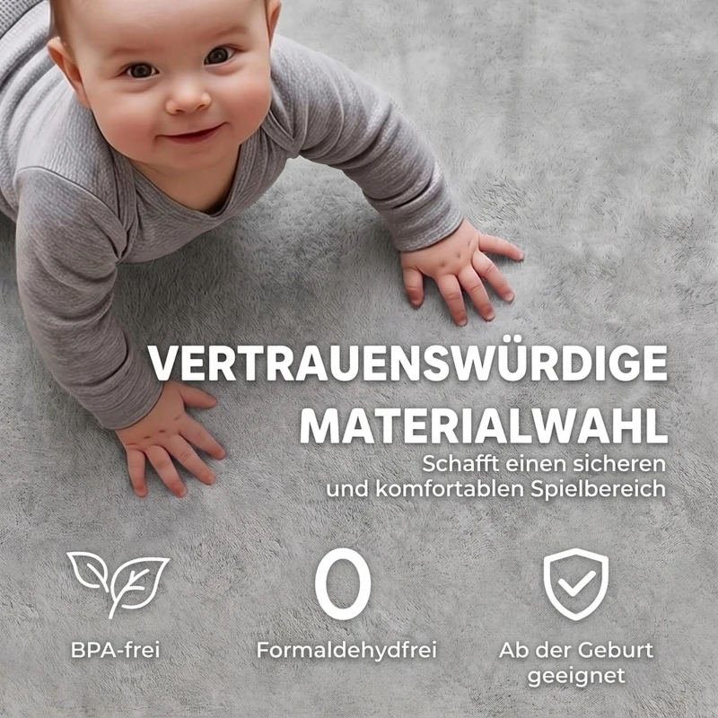 AIYAPLAY Kruipmat voor baby's, 3 cm dikke speelmat van zacht flanel, 150 x 180 cm, antislip, waterafstotend, lichtgrijs