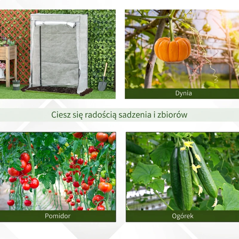 Outsunny Szklarnia z folią PE, drzwi, odporna na zimę, stalowa