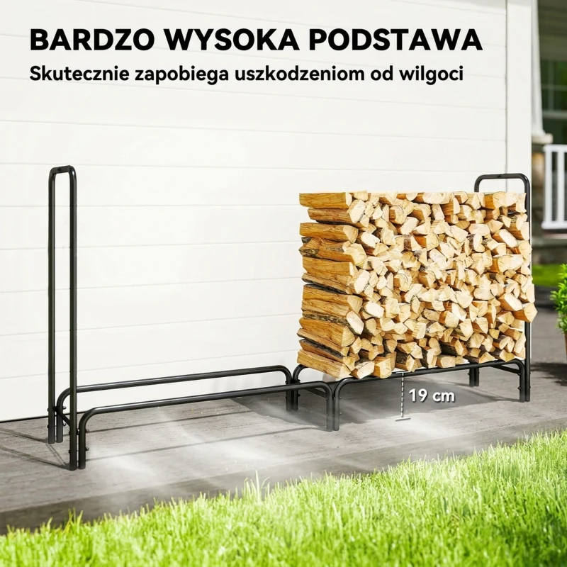 Outsunny 6.6ft Firewood Rack Outdoor with Cover, Adjustable Heavy Duty Steel Wood Storage Holder, Indoor Outdoor Log Rack for Fireplace