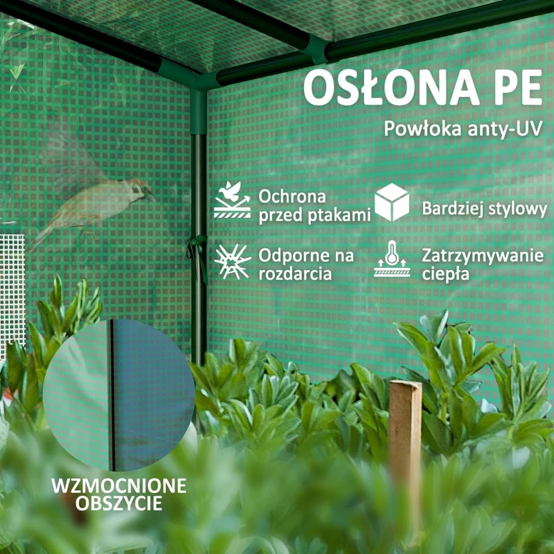 Outsunny Mini szklarnia przyścienna z rolowanymi drzwiami i siatkowymi oknami, odporna na UV, do roślin, sadzonek i kwiatów, zielona