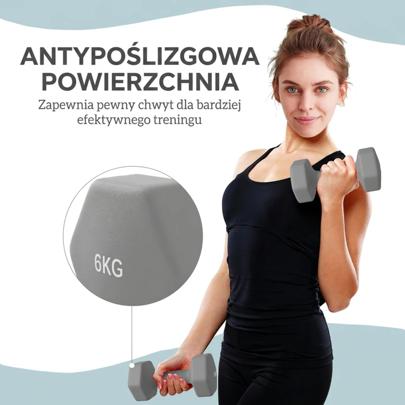 Zestaw hantli SPORTNOW, komplet 2 hantli, hantle żeliwne 2 x 3 kg dla mężczyzn i kobiet, zestaw do domowej siłowni i treningu siłowego