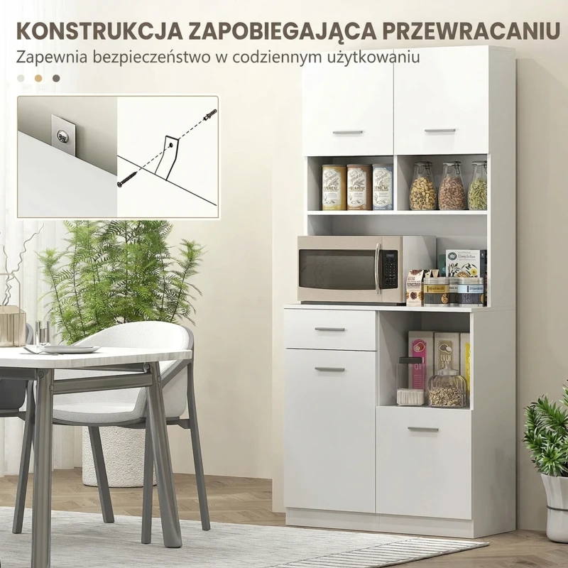 Szafka kuchenna, wysoka, z regulowanymi półkami, szuflada