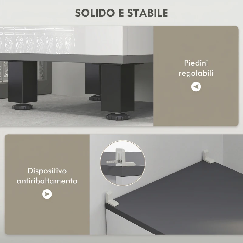 HOMCOM Mobile Colonna Bagno con 2 Armadietti con Ripiani Regolabili e Cassetto, 34x32x190 cm, Bianco