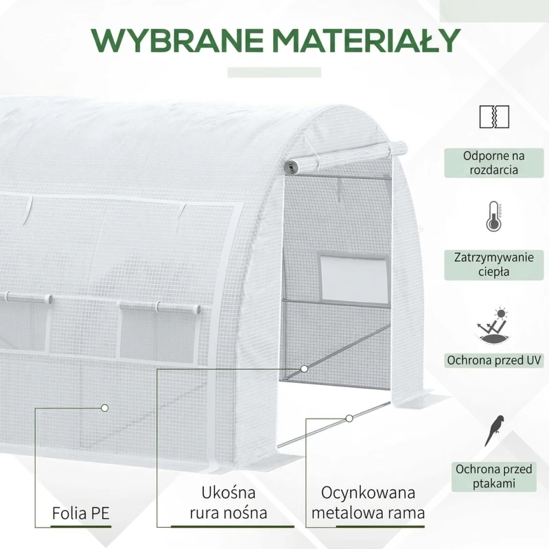 Outsunny Folienowe szklarniowe 3,97 x 3 x 2m, UV-ochrona, do ogrodu