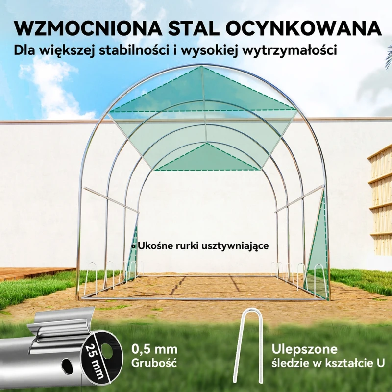 Szklarnia 3x2x2 m, folia, 6 okien, drzwi rolowane