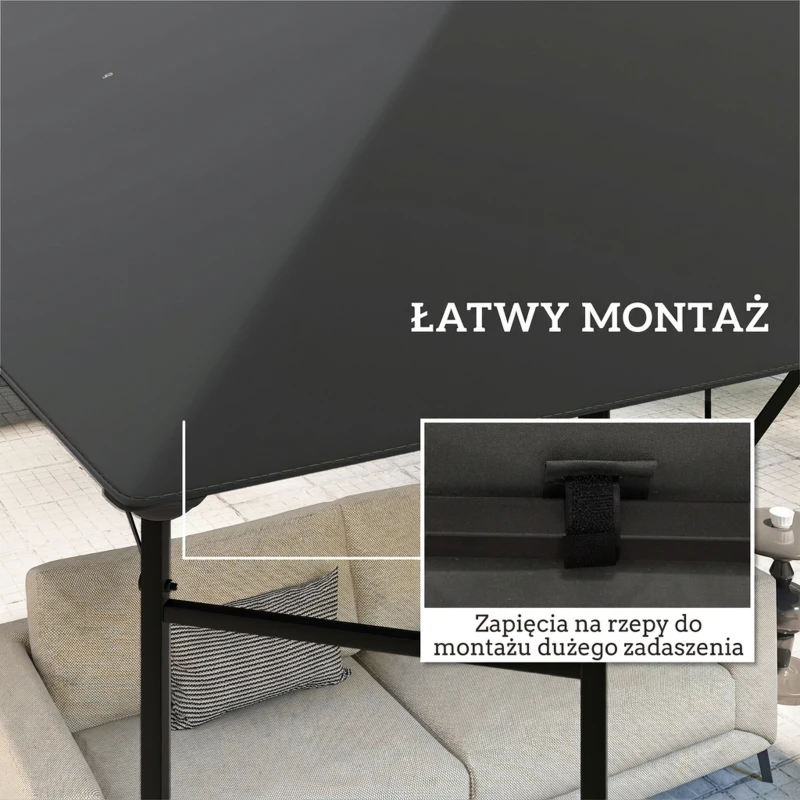 Outsunny Dach zastępczy do pawilonu 3 x 3 m wodoodporny dach pawilonu UPF30+ pokrycie z tkaniny Oxford, 370 g/m², szary