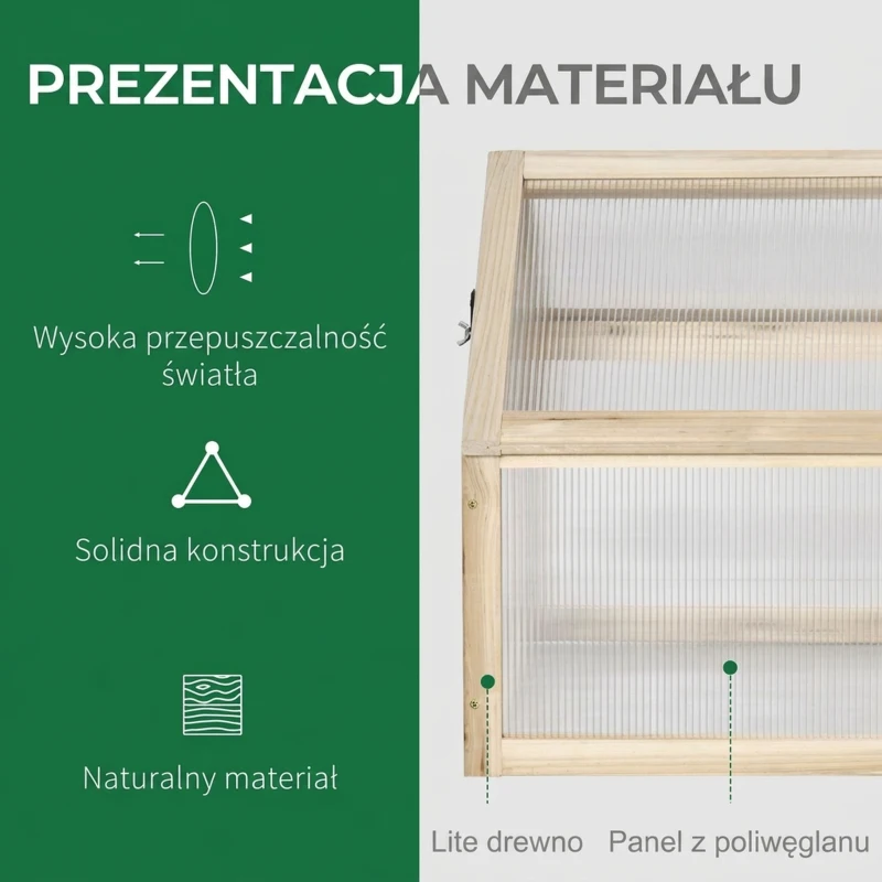 Outsunny Mini szklarnia drewniana 90 x 52 x 49,5 cm, ogrodowa.