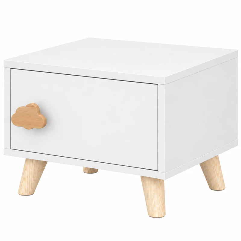 AIYAPLAY Houten kinder-nachtkastje met opbergvak, bijzettafel voor slaap- en woonkamer, wit