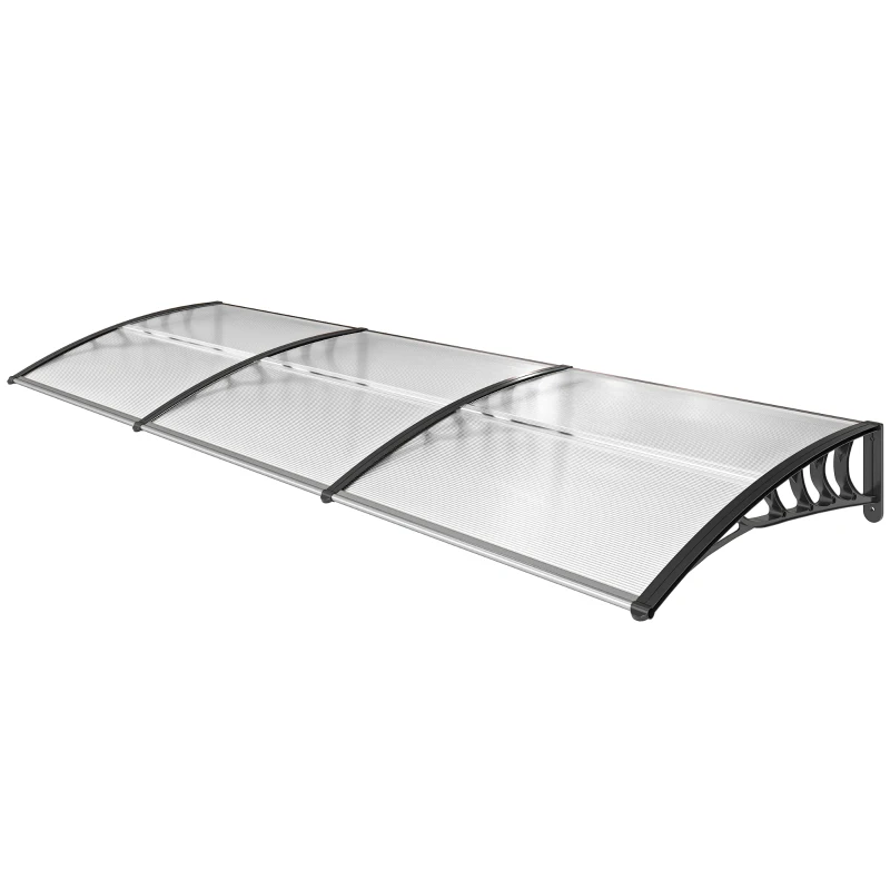 Outsunny Zadaszenie na drzwi wejściowe 90 x 295 cm, zadaszenie półokrągłe z ochroną UV, osłona na drzwi wejściowe z poliwęglanu przeciwdeszczowa na zewnątrz, Biały