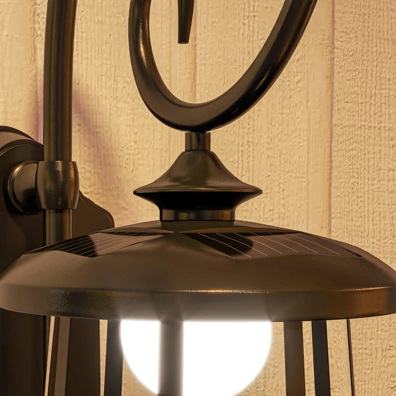 Outsunny Lampada da Giardino con Pannello Solare, Impermeabile IP44 e Accensione Automatica, Nero