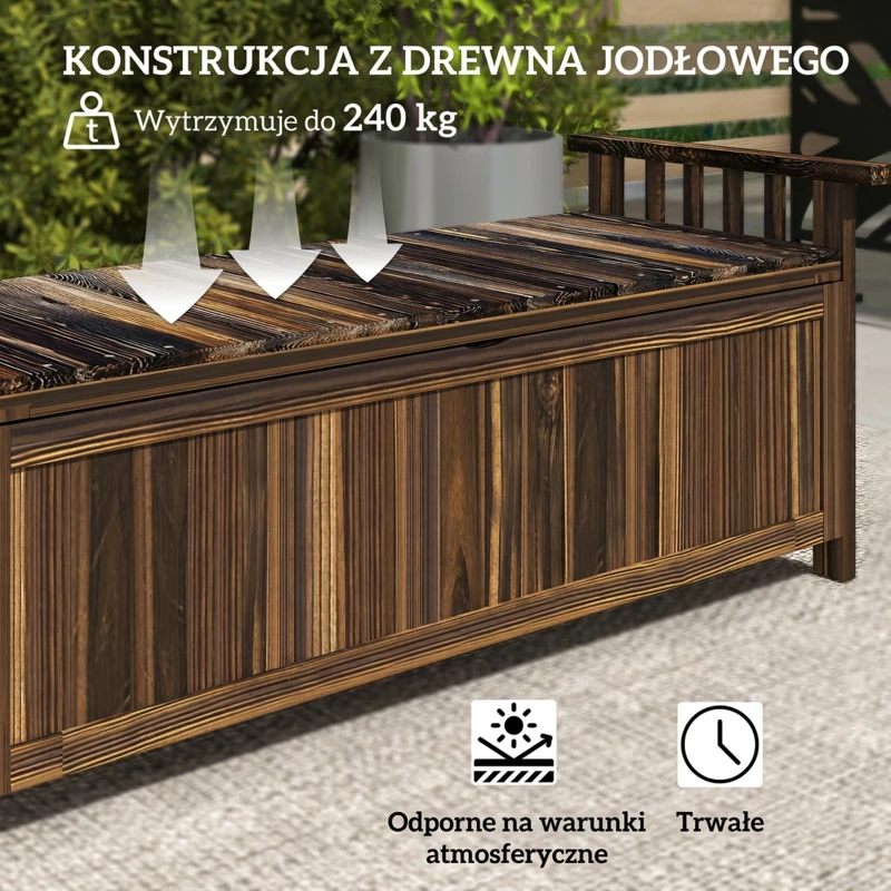 Ławka ogrodowa 2-osobowa, drewniana, wodoodporna, z schowkiem