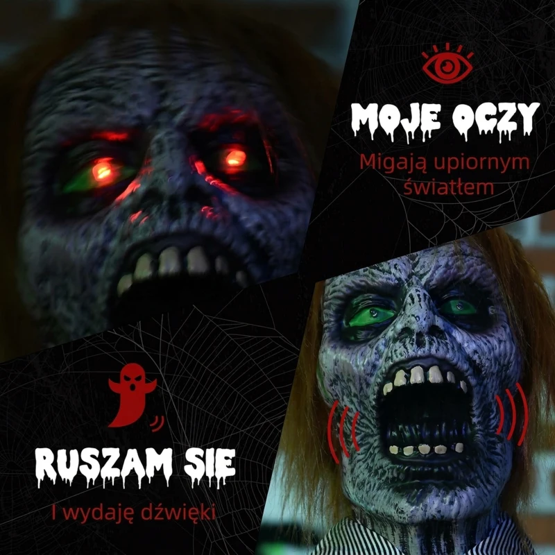 Dekoracja Halloween 170cm Morderca z piłą, ruchome ramiona