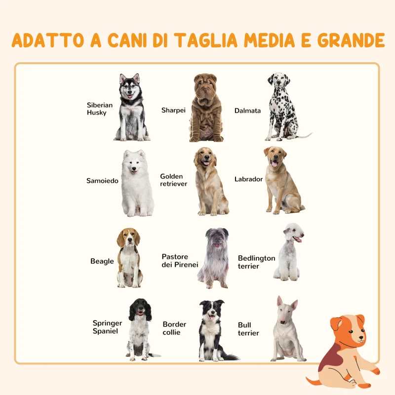 PawHut Cancellino per Cani di Taglia Media Pieghevole a 6 Pannelli, in Acciaio e Plastica, 123x102x100 cm, Bianco