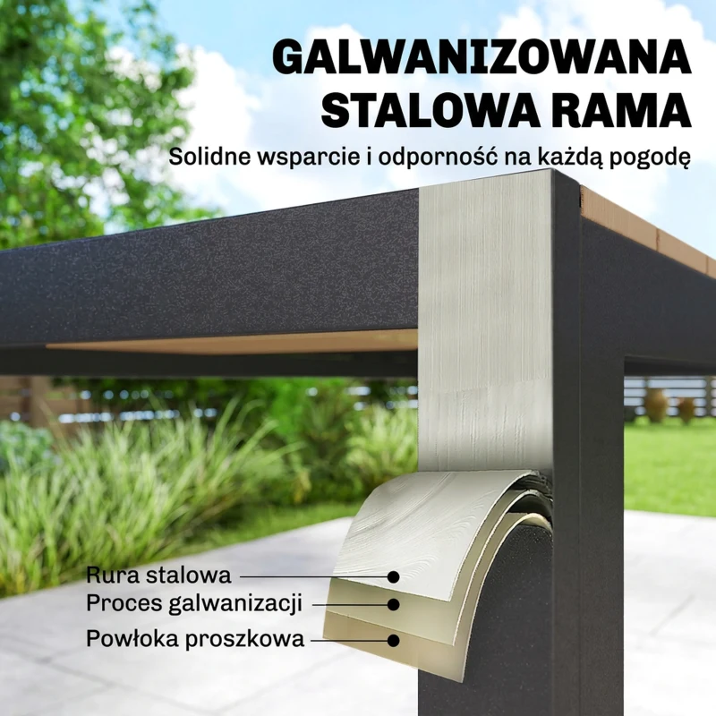 Outsunny 7-częściowy zestaw mebli ogrodowych, zestaw jadalniany z 1 stołem, 6 krzesłami, poduszkami, na taras, imitacja drewna