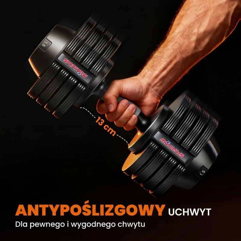 SPORTNOW Regulowana pojedyncza hantla, 6/11/16/20 kg z tacką, z antypoślizgowymi uchwytami, czarna