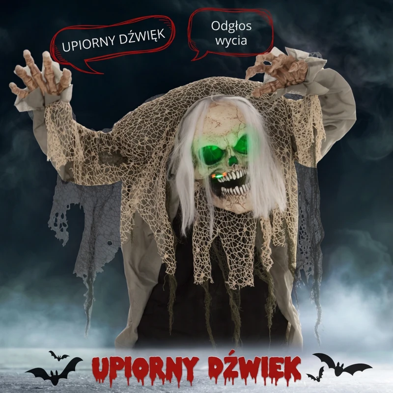 160 cm Szkielet Halloween z LED, dźwięk, dekoracja
