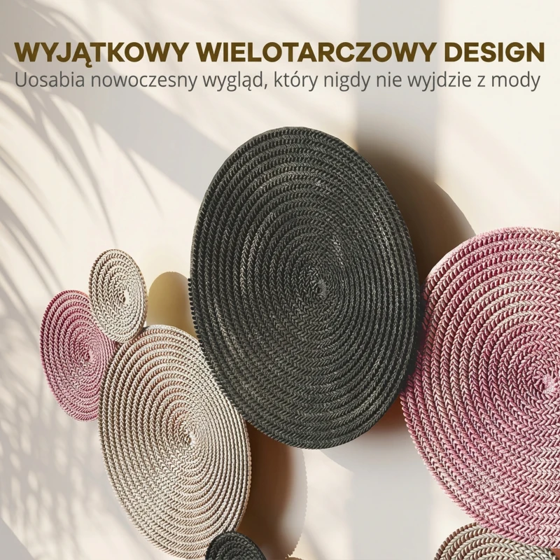 HOMCOM Dekoracja ścienna w geometrycznym stylu z unikalnym wielotarczowym designem