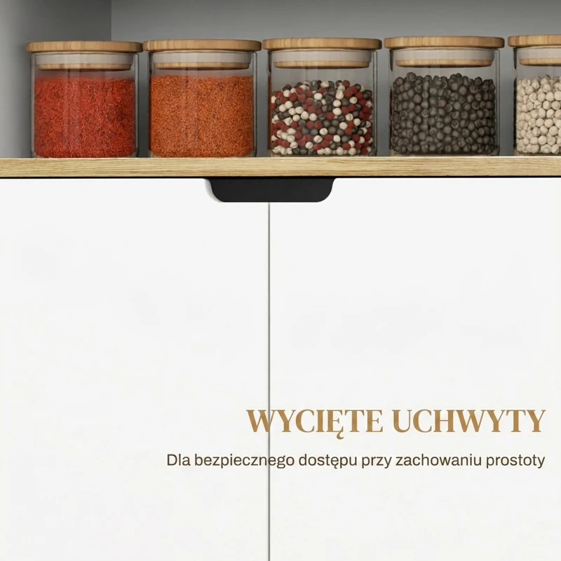 Wózek kuchenny z szafką, regulowane półki, Biały