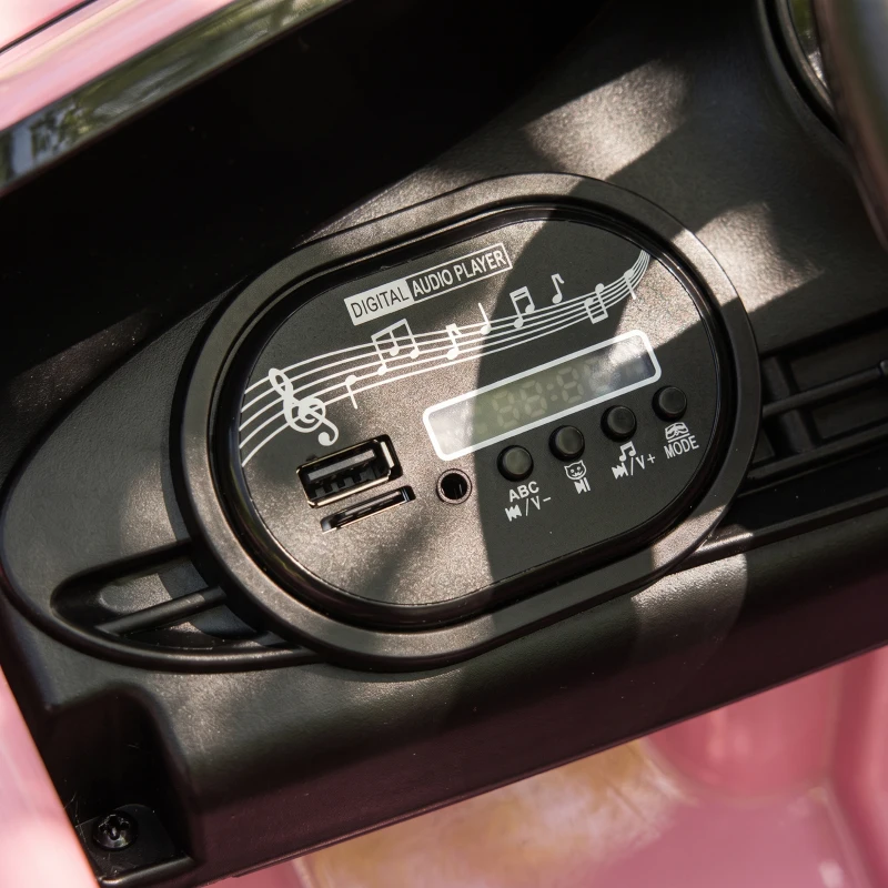 AIYAPLAY Macchina Elettrica per Bambini 12V Fiat 500, Batteria al Litio, 2 Motori, Telecomando, 3-6 Anni, Rosa