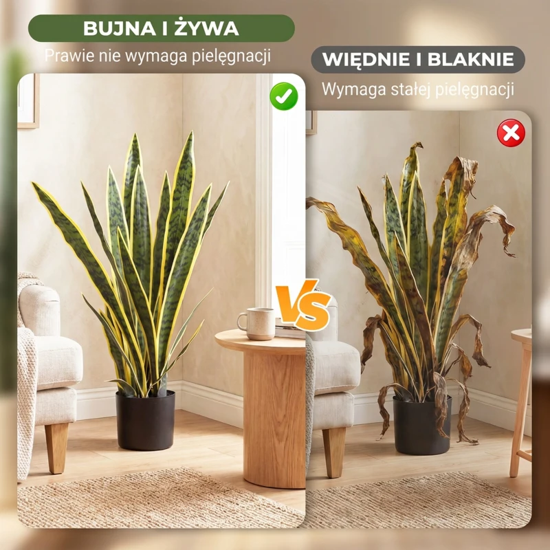 Outsunny Sztuczna sansewieria duża 77 cm, roślina w doniczce, idealna do salonu lub na prezent