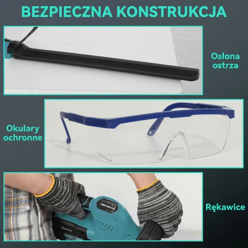Outsunny Elektryczne Nożyce do Żywopłotu z Akumulatorem, Silnik, Bateria, Niebieskie