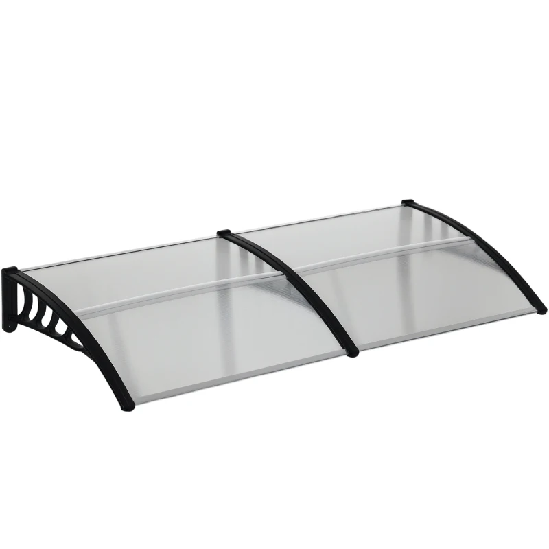 Outsunny Zadaszenie drzwiowe, ochrona przed deszczem, wiatrem i gradem, poliwęglan, aluminiowe wsporniki, 200 x 96 x 27 cm, czarne