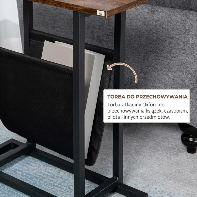 HOMCOM Stolik boczny z tkaniną, stół kawowy, ciemny brąz