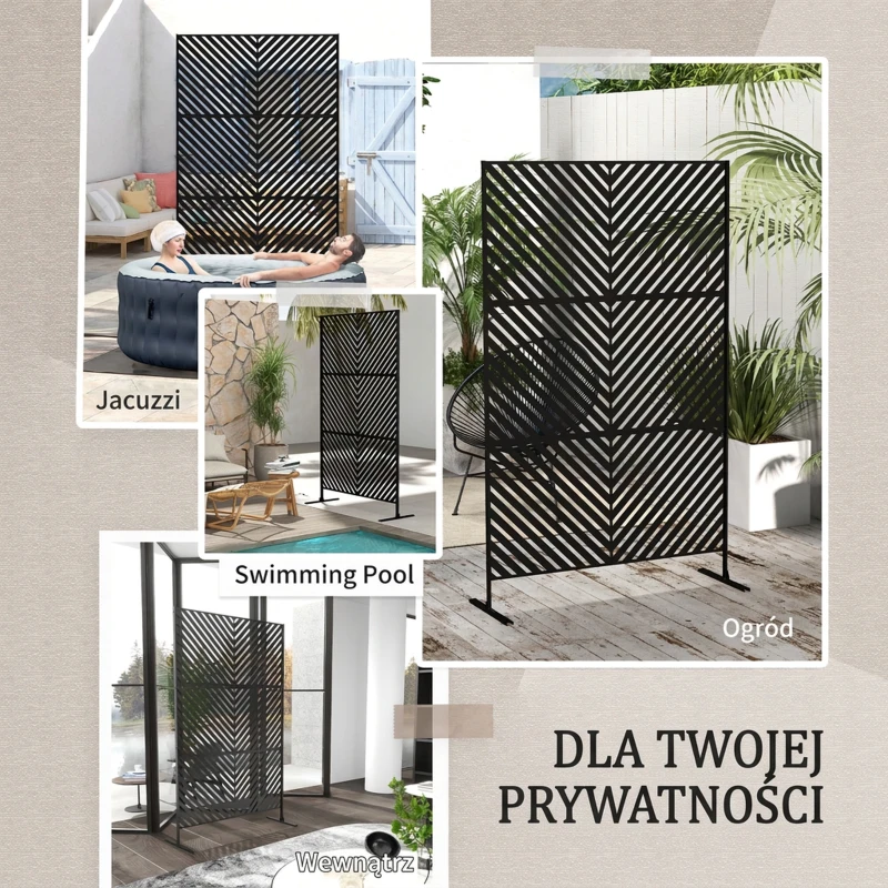Outsunny Osłona Ogrodowa Geometria Ogrodu, Metal, 122 x 45 x 198 cm, Czarny