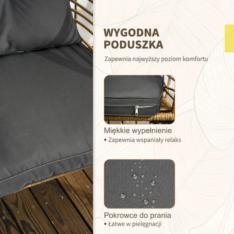 Zestaw mebli ogrodowych rattanowych 3-częściowy z poduszkami