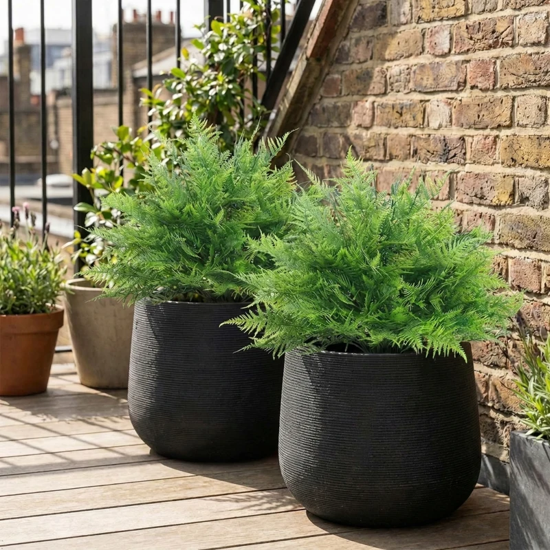 HOMCOM Sztuczne Krzewy Paproci Bostońskiej, Odporne na UV, Zestaw 2 sztuki, 60 cm, do Ogrodu, na Werandę