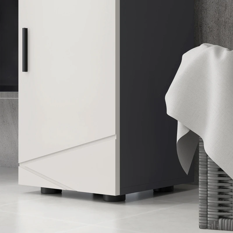 kleankin Mobiletto Bagno in Truciolato con Cassetto e Armadietto a 2 Livelli Regolabili, 30x30x82 cm, Grigio