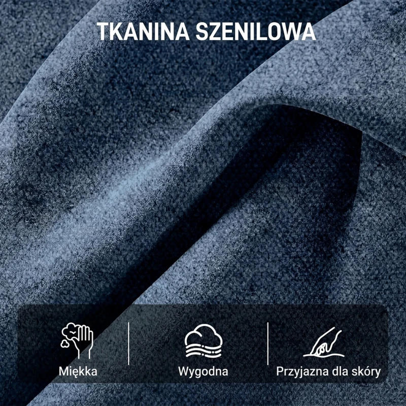 HOMCOM Obrotowy fotel akcentowy, tapicerowany fotel do czytania z tkaniny chenille, szerokie siedzisko, sprężynowe poduszki i metalowe nogi, ciemnoniebieski