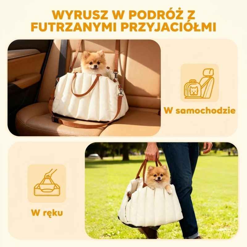 PawHut Torba transportowa dla psa z pasem bezpieczeństwa, antypoślizgową podstawą i poduszką