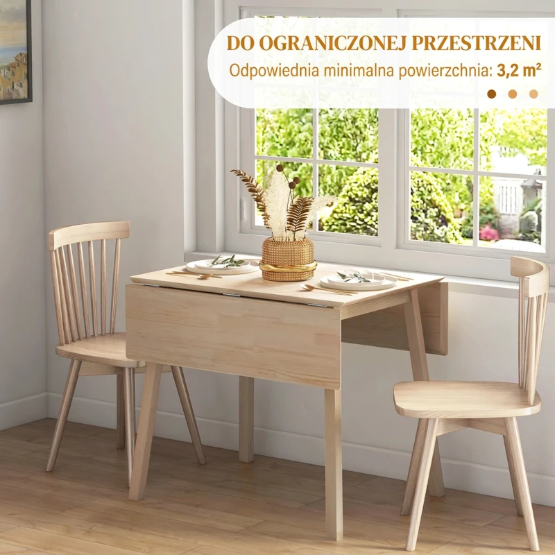 HOMCOM Stół rozkładany, drewniany, dla 2-4 osób, naturalny kolor