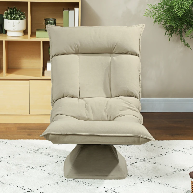 HOMCOM Krzesło podłogowe obrotowe o 360° z 5-stopniową regulacją oparcia, składane sofa podłogowa, krzesło medytacyjne, tapicerowane leniwe sofa do salonu, gier i czytania, kolor beżowy