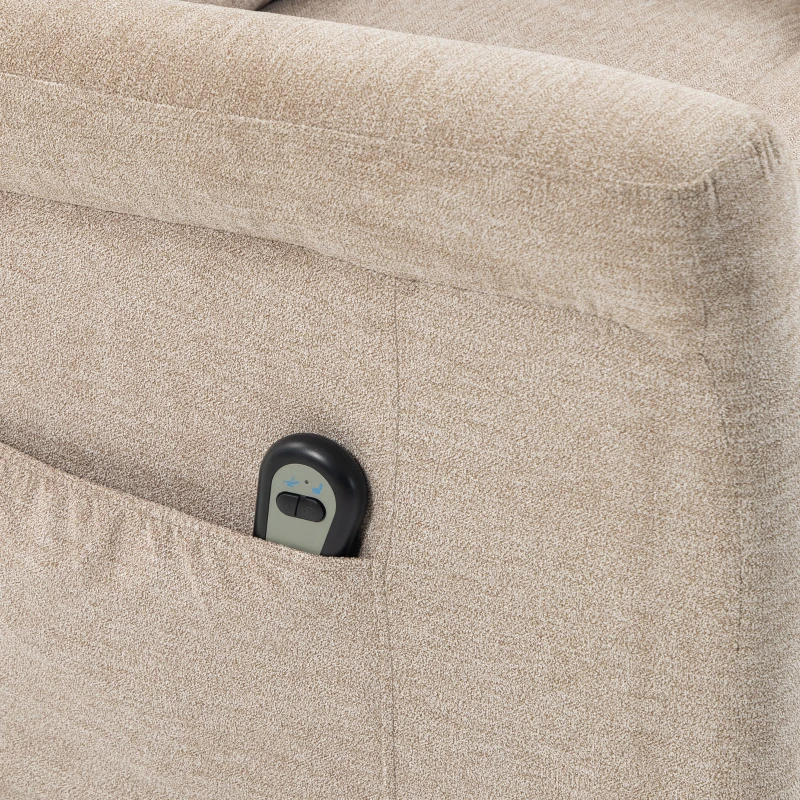 HOMCOM Poltrona Relax Reclinável Elétrica e Elevatória 155° em Chenille com Comando, Assento com Molas e Apoio para Pés, Castanho