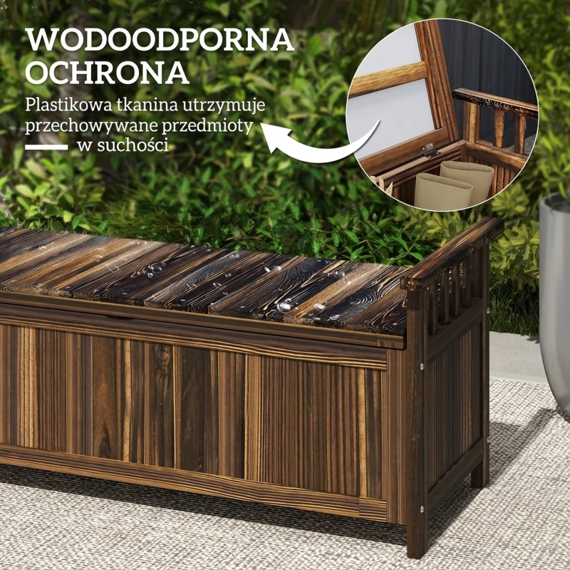 Ławka ogrodowa 2-osobowa, drewniana, wodoodporna, z schowkiem
